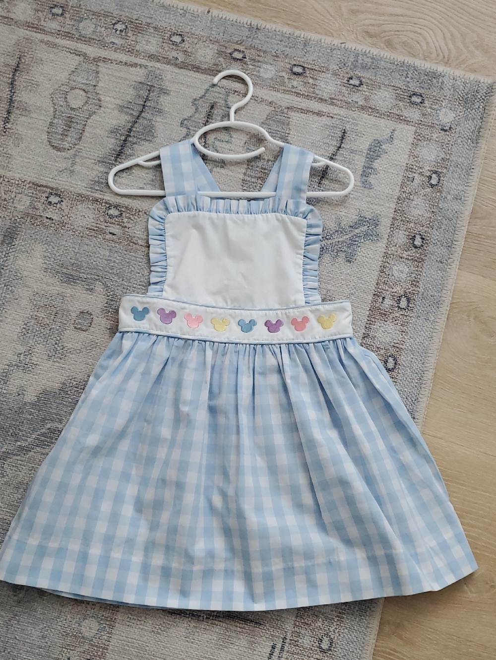 Stitchy Fish Girls Blue Gingham Embroidered Disney Mouse Dress Sz4T - Picture 2 of 10